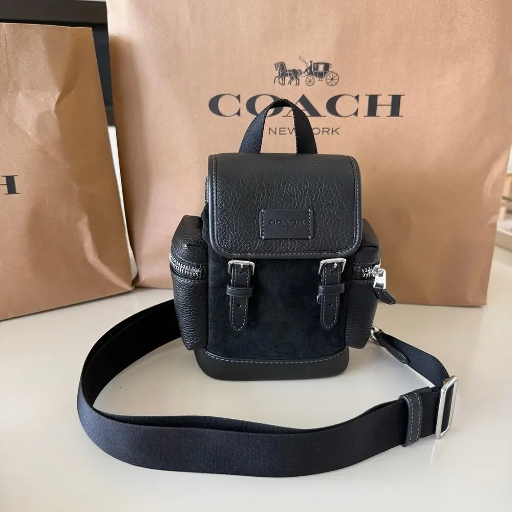 Last 1‼️Coach CCE79 Sprint Sling Pack Suede Small Messenger Bag Black